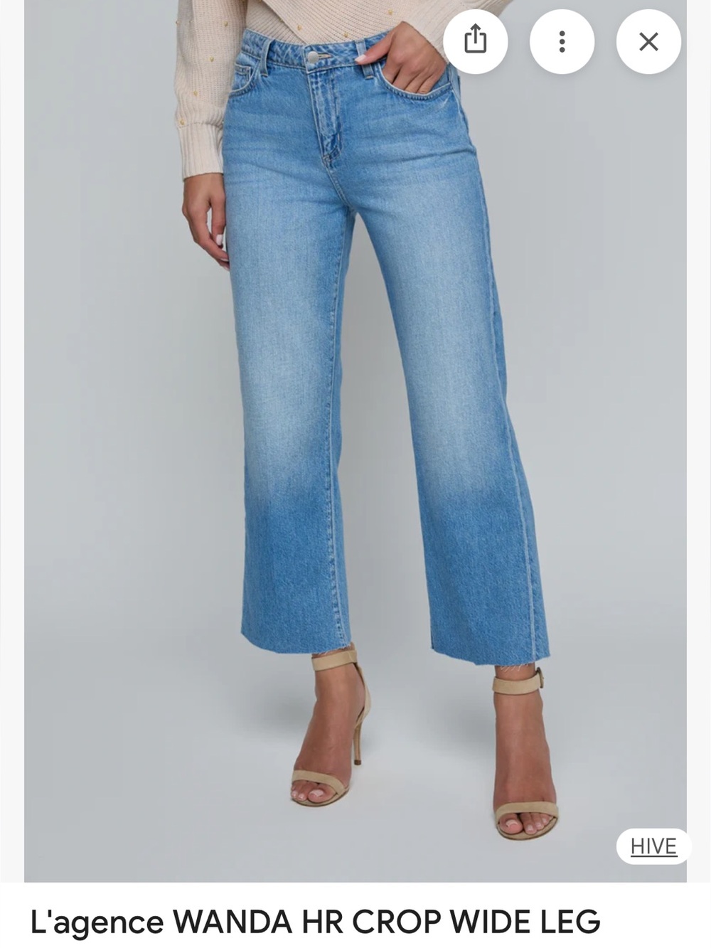 L'agence Wanda HR Crop Wide Leg Jeans - Light Blue